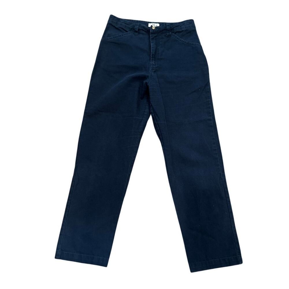 Me & Arrow Tomboy Pants Navy Blue High Rise Cropped Straight Leg Size M